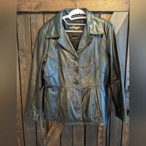 Maxima Wilson Leather jacket, vintage 90s, with belt intact.